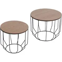 MCA 2er-Set Couchtisch MCW-P58, Beistelltisch Kaffeetisch Loungetisch, Industrial Metall Holz Eiche