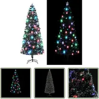 The Living Store Weihnachtsbaum mit Beleuchtung und Ständer 240 cm Glasfaser