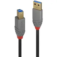 Lindy 36743, 3 m, USB A, USB B, USB 3.2 Gen 1 (3.1 Gen 1), 5 Gbit/s, Schwarz, Grau