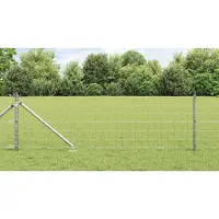 vidaXL Euro-Zaun mit Stacheln 10 x 0,8 m Verzinkter Stahl Silber Netz