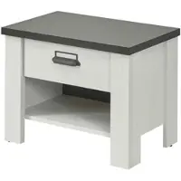 Furn.Design NACHTTISCH weiß Pinie und Anthrazit Landhaus, Nachtkommode mit Schubkasten 60 x 46 cm