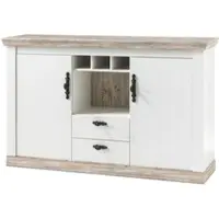 Furn.Design Sideboard "Rovola" in Pinie weiß / Oslo Pinie Landhaus Kommode 168 x 104 cm