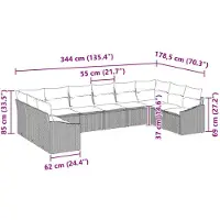 vidaXL Gartensofa-set 10 stk. Braun und Creme Poly-Rattan