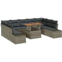 vidaXL Garten-Sofa-Set 10 stk. Grau Poly Rattan