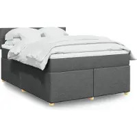 vidaXL Boxspringbett mit Matratze Dunkelgrau 140x200 cm Stoff