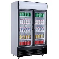 Chefgastro Kühlschrank mit 2 Glastüren Schwarz LED Umluftkühlung 1000 Liter 1200x730x2072 mm