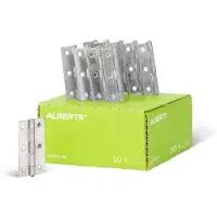 Alberts Scharnier mit vernietetem Edelstahlstift, Edelstahl, 10 Stück, 60 x 34 x 1,5 mm