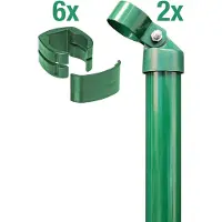 Alberts 602536 Zauneck-Set für Schweißgitter Fix-Clip Pro | zinkphosphatiert anthrazit-metallic | zum Einbetonieren | Zaunhöhe 122 cm