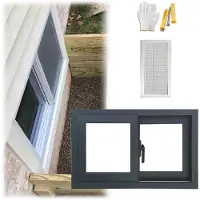 Markenlos Schwarzes Ersatz-Kellerfenster für Häuser – 50,8 x 30,5 cm, passend für 76,2 x 30,5 cm, 76,2 x 38,1 cm und 76,2 x 45,7 cm – für Schuppen, Hühnerställe, Badezimmer, Wohnmobile und Garagen