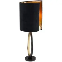 Casa Padrino Luxus Tischleuchte Schwarz / Messingfarben / Gold Ø 32 x H. 85 cm - Moderne Schreibtischleuchte mit Granitsockel - Luxus Leuchten