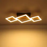 Globo LED Deckenleuchte, Holz, Quadrate schwarz, L 66 cm