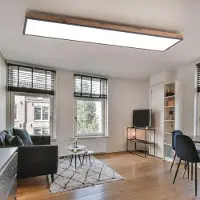 Globo LED Wohnzimmerleuchte, Holzoptik, opal, L 120cm