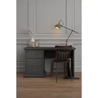 Giga Schreibtisch Paris Grau Matt mit 3 Schubladen, Kufengestell und Holznachbildung