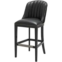 Casa Padrino Barstuhl Schwarz 49,5 x 61 x H. 115 cm - Luxus Barhocker mit Rückenlehne