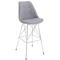 Casa Padrino Designer Barstuhl Retro Grau 49 x 50 x H. 119 cm - Barhocker mit Rückenlehne