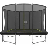 Magic Jump Rechteckige Trampolin Fiber 214 x 305 cm Black mit Sicherheitsnetz