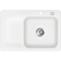 SYSTEMCERAM KeraDomo Spüle JUNA 75 in POLAR - Becken rechts mit Excenterbedienung / / Keramikspüle