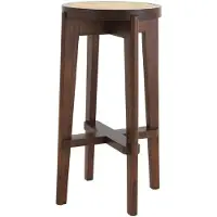 Casa Padrino Luxus Barhocker Braun / Naturfarben Ø 44 x H. 76,5 cm - Runder Massivholz Barstuhl - Bar Möbel