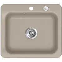 SYSTEMCERAM KeraDomo Spüle JUNA 57 in FANGO mit Excenterbedienung / / Keramikspüle