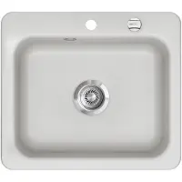 SYSTEMCERAM KeraDomo Spüle JUNA 57 in SATIN mit Excenterbedienung / / Keramikspüle