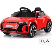 Vrooomy Audi e-Tron GT Kinder Elektroauto 12V (1–4 Jahre) – Offiziell Lizenziert, mit Fernbedienung, Bluetooth & Ledersitz – Kinder Elektrofahrzeug – Rot
