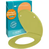 Calmwaters Premium WC Sitz einfache Montage, Toilettendeckel bis 250 kg, EU, antibakterieller Duroplast, Absenkautomatik, 2 Montage Optionen, abnehmbar, Klobrille, oval, Oliv-Moosgrün