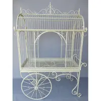 Casa Padrino Jugendstil Blumenwagen Weiß 140 x 95 x H. 210 cm - Nostalgischer Pflanzenwagen - Rustikale Garten & Terrassen Deko Accessoires