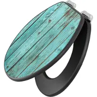 Banjado Design WC Sitz Anthrazit mit Absenkautomatik MDF - Blaues Holz - hochwertiger MDF Klodeckel/WC-Sitz mit Universal Scharnieren für alle gängigen Toiletten [TDA 12205]