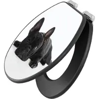 Banjado Design WC Sitz Anthrazit mit Absenkautomatik MDF - Bulldogge - hochwertiger MDF Klodeckel/WC-Sitz mit Universal Scharnieren für alle gängigen Toiletten [TDA 10004]