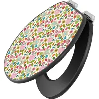 Banjado Design WC Sitz Anthrazit mit Absenkautomatik MDF - Blumen Naiv - hochwertiger MDF Klodeckel/WC-Sitz mit Universal Scharnieren für alle gängigen Toiletten [TDA 11608]