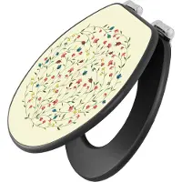 Banjado Design WC Sitz Anthrazit mit Absenkautomatik MDF - Blumenreigen - hochwertiger MDF Klodeckel/WC-Sitz mit Universal Scharnieren für alle gängigen Toiletten [TDA 10755]