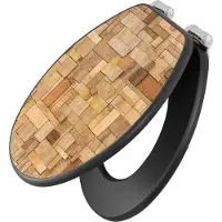 Banjado Design WC Sitz Anthrazit mit Absenkautomatik MDF - Hölzernes Flickwerk - hochwertiger MDF Klodeckel/WC-Sitz mit Universal Scharnieren für alle gängigen Toiletten [TDA 12168]