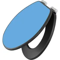 Banjado Design WC Sitz Anthrazit mit Absenkautomatik MDF - Pastellblau - hochwertiger MDF Klodeckel/WC-Sitz mit Universal Scharnieren für alle gängigen Toiletten [TDA-0019]