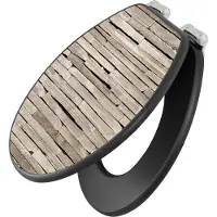 Banjado Design WC Sitz Anthrazit mit Absenkautomatik MDF - Steinplatten - hochwertiger MDF Klodeckel/WC-Sitz mit Universal Scharnieren für alle gängigen Toiletten [TDA 12204]