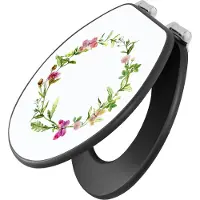 Banjado Design WC Sitz Anthrazit mit Absenkautomatik MDF - Aquarell Blumenring - hochwertiger MDF Klodeckel/WC-Sitz mit Universal Scharnieren für alle gängigen Toiletten [TDA 12975]