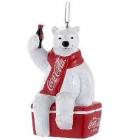 Kurt S. Adler Coca-Cola Eisbär auf Kühlbox 8,9 cm Weihnachtskugel Weihnachten (mix)