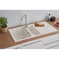 Respekta Küchenspüle Einbauspüle Spüle Granit Mineralite 100 x 50 Weiß Alineo