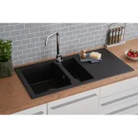 Respekta Küchenspüle Einbauspüle Spüle Granit Mineralite 100 x 50 Schwarz Alineo