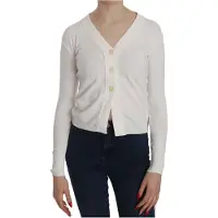 Byblos Weißer V-Ausschnitt Langarm Gekürzter Cardigan Pullover