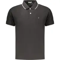 Coveri Moving Schickes Herren-Kurzarm-Poloshirt in Schwarz mit feinen Details