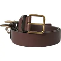Dolce&Gabbana Brauner Kalbsledergürtel mit goldfarbener Metallschnalle