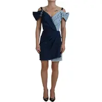 Dolce&Gabbana Denim Mini Kleid Zweifarbiger Wickelstil