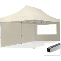 TOOLPORT 3x6m Aluminium Faltpavillon, inkl. 2 Seitenteile, creme