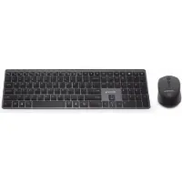 Gembird KBS-ECLIPSE-M500-ES, Verkabelt & Kabellos, USB + Bluetooth, Scherenschalter, QWERTY, Schwarz, Maus enthalten