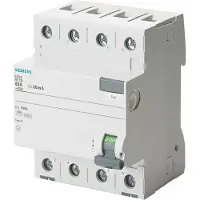 Siemens 5SV4344-0MB FI-Schutzschalter, 4-polig, Typ AC, In: 40 A, 30 mA, Un AC: 400 V 5SV43440MB