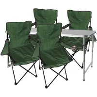 Mojawo 5-teiliges Campingmöbel Set grün Tisch höhenverstellbar Stühle Tasche