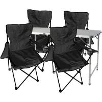 Mojawo 5-teiliges Campingmöbel Set Schwarz