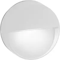 Zafferano LED-Wandleuchte unten, für den Innen- und Außenbereich, runde Form, Aluminium-Druckguss, mattweiß, 4,5 W, 3000 K, IP54, 10 x 3 cm