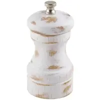 Genware Salz-/Pfeffermühle, Holz - weiß antik (10cm) - Weiß antik"