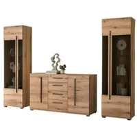 Furn.Design Wohnwand "Design-D" in Evoke Eiche Wohnkombination Set 3-teilig 290 cm, mit Soft-Close